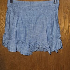 J. Crew High Waist Blue Ruffle Shorts